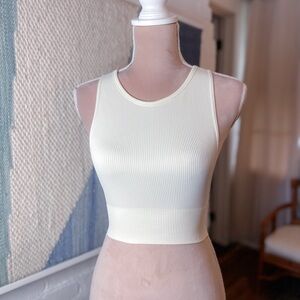 Princess Polly Creamy Ivory Ribbed Low Side Bralette/Tank Top
